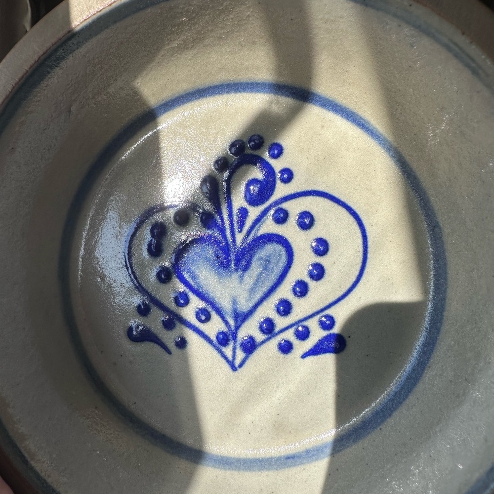 1993 Beaumont Brothers BBP Blue Salt Glazed Heart Bowl Pottery